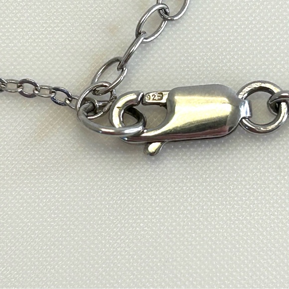 925 Sterling Silver and 8 CZ Crystal Necklace 18” with Extender 3” - Picture 9 of 12